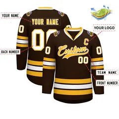 Brown Gold-White Classic Style Hockey Jersey 2