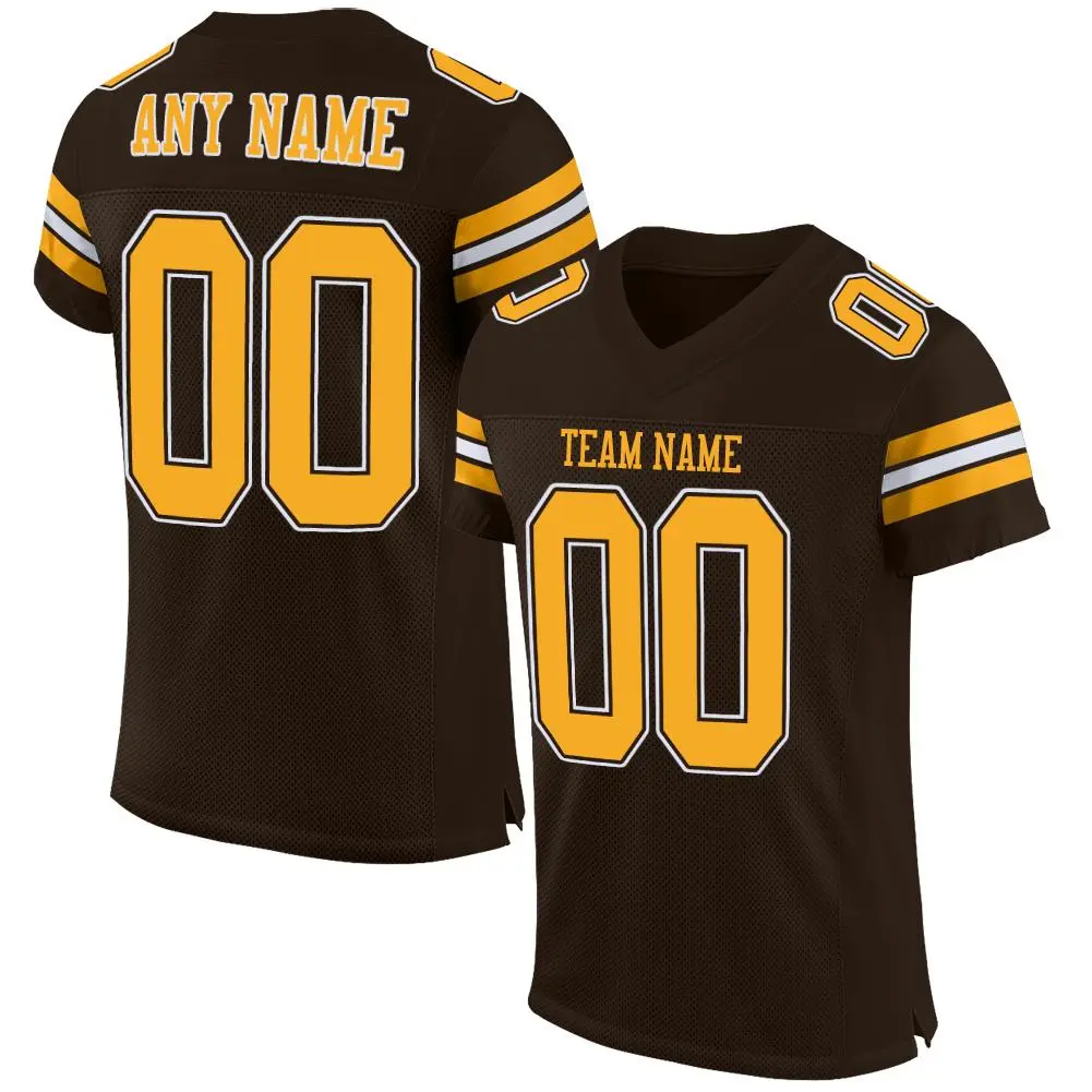 Brown Gold-White Classic Style Mesh Football Jersey