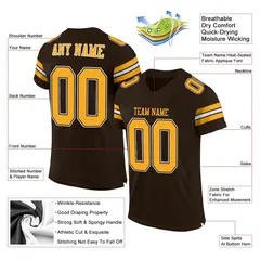 Brown Gold-White Classic Style Mesh Football Jersey 2