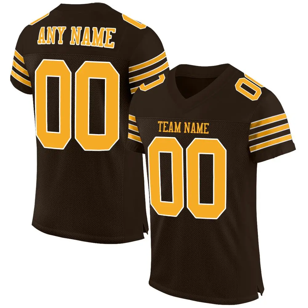 Brown Gold-White Classic Style Mesh Football Jersey