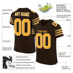 Brown Gold-White Classic Style Mesh Football Jersey 2