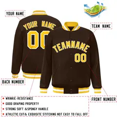 Brown Gold-White Varsity Full-Snap Letterman Jacket 2