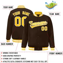 Brown Gold-White Varsity Full-Snap Letterman Jacket 2