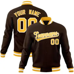 Brown Gold-White Varsity Full-Snap Letterman Jacket
