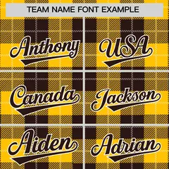 Brown Gold-White Varsity Plaid Pattern Full-Snap Letterman Jacket 3