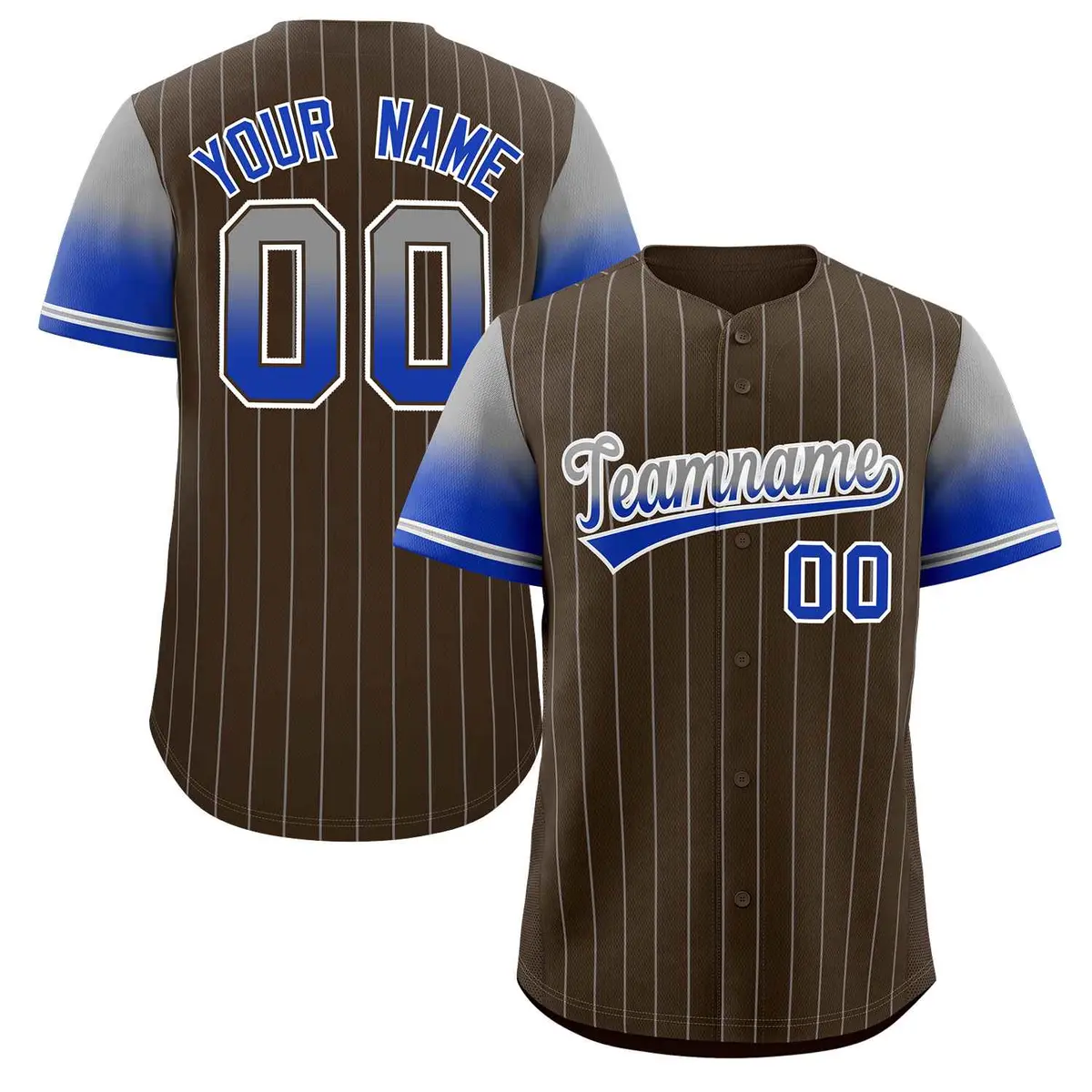 Brown Gray Blue-White Stripe Gradient Baseball Jersey
