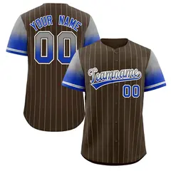 Brown Gray Blue-White Stripe Gradient Baseball Jersey 1