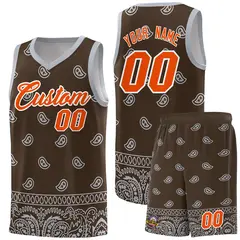 Brown Gray Cashew Pattern Basketball Jersey 1