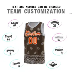 Brown Gray Cashew Pattern Basketball Jersey 11