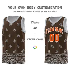 Brown Gray Cashew Pattern Basketball Jersey 17