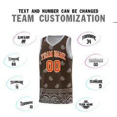 Brown Gray Cashew Pattern Basketball Jersey 18