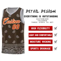 Brown Gray Cashew Pattern Basketball Jersey 2