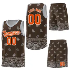 Brown Gray Cashew Pattern Basketball Jersey 27