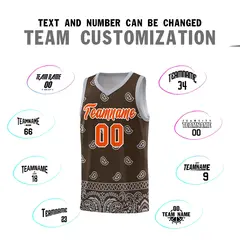 Brown Gray Cashew Pattern Basketball Jersey 32
