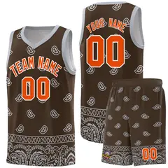 Brown Gray Cashew Pattern Basketball Jersey 36