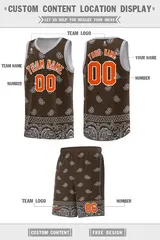 Brown Gray Cashew Pattern Basketball Jersey 40