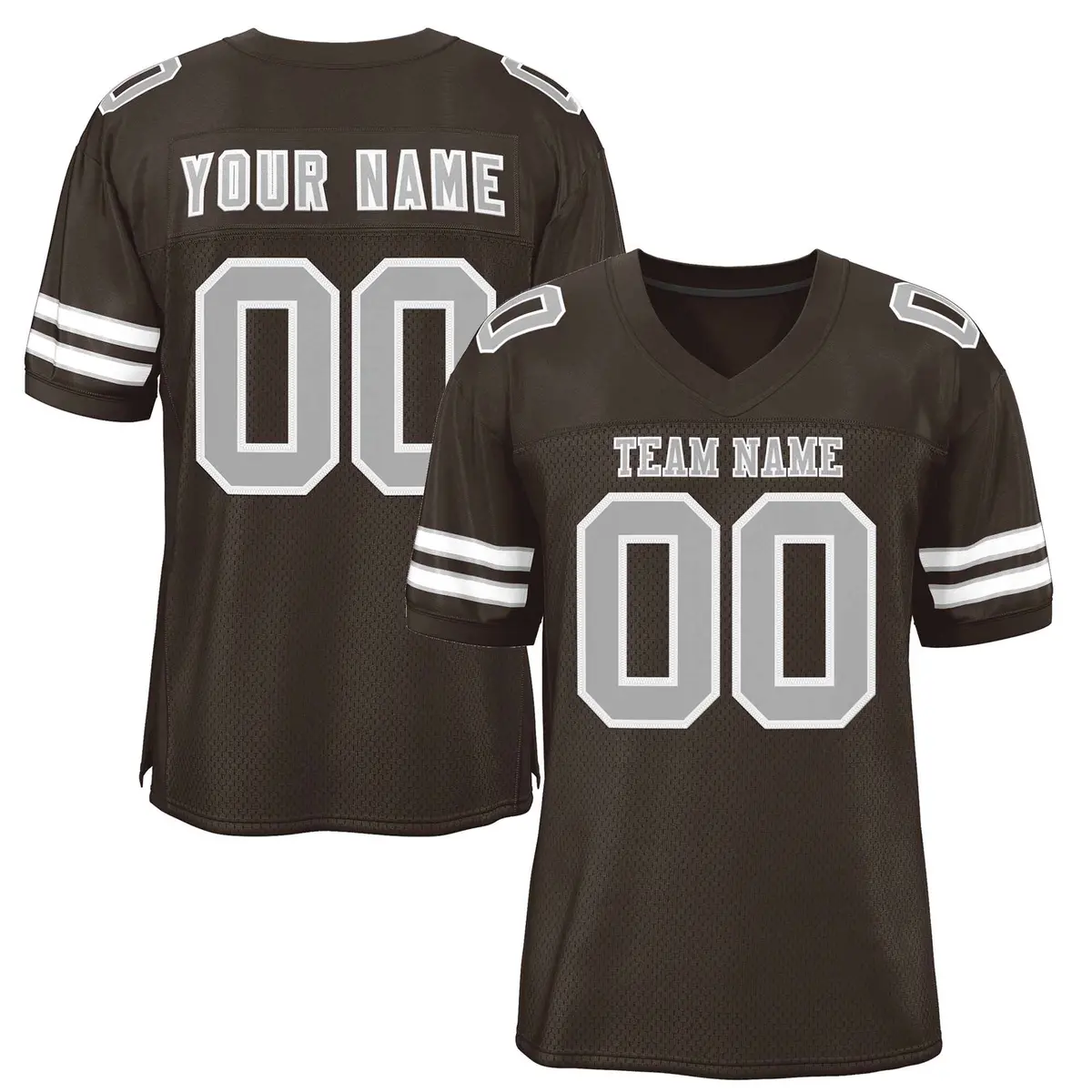 Brown Gray-White Classic Style Authentic Football Jersey