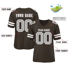 Brown Gray-White Classic Style Authentic Football Jersey 2