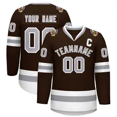 Brown Gray-White Classic Style Hockey Jersey 1