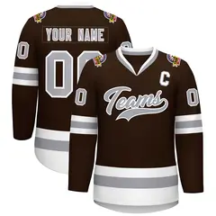 Brown Gray-White Classic Style Hockey Jersey 1