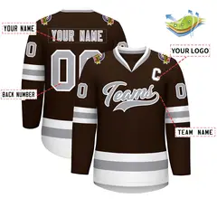Brown Gray-White Classic Style Hockey Jersey 2