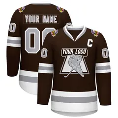 Brown Gray-White Classic Style Hockey Jersey 1