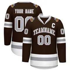 Brown Gray-White Classic Style Hockey Jersey 1