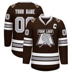 Brown Gray-White Classic Style Hockey Jersey 1