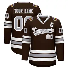 Brown Gray-White Classic Style Hockey Jersey 1