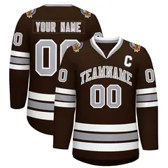 Brown Gray-White Classic Style Hockey Jersey 1