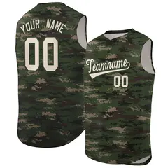 Brown Green-Khaki Camo Sleeveless Baseball Jersey 1