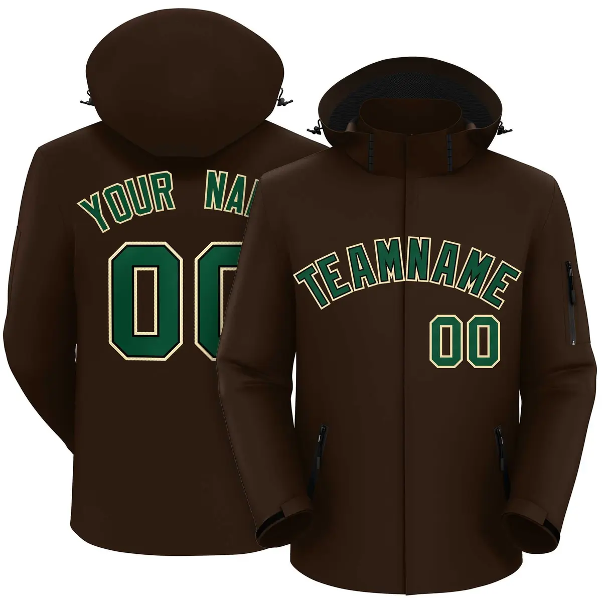 Brown Green-Khaki Classic Waterproof Jacket