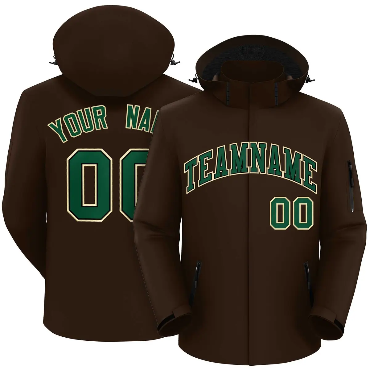 Brown Green-Khaki Classic Waterproof Jacket