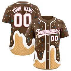 Brown Ice Cream Cone Graffiti Baseball Jersey