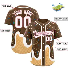 Brown Ice Cream Cone Graffiti Baseball Jersey 2