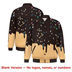 Brown Ice Cream Cone Graffiti Full-Snap Varsity Letterman Jacket 7
