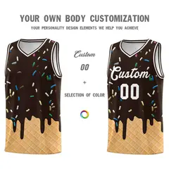 Brown Ice Cream Element Pattern Basketball Kits 3