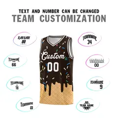 Brown Ice Cream Element Pattern Basketball Kits 4