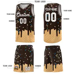 Brown Ice Cream Element Pattern Basketball Kits 5