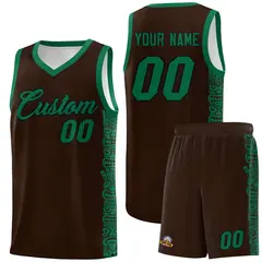 Brown Kelly Green Indians Pattern Basketball Jersey 1