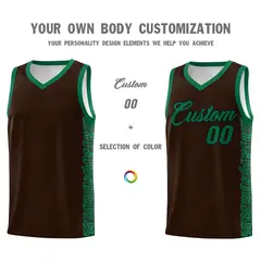 Brown Kelly Green Indians Pattern Basketball Jersey 3