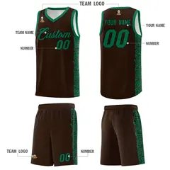 Brown Kelly Green Indians Pattern Basketball Jersey 5