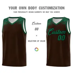 Brown Kelly Green Indians Print Basketball Uniform Jersey 3