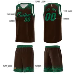 Brown Kelly Green Indians Print Basketball Uniform Jersey 5