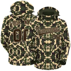 Brown Khaki-Black Camo Outdoor Windbreaker Waterproof Jacket