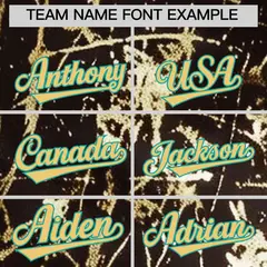 Brown Khaki Black & Gold Marble Print Streetwear Baseball Jersey 4