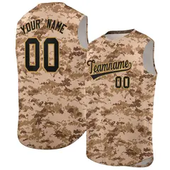 Brown Khaki Camo Sleeveless Baseball Jersey