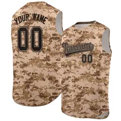 Brown Khaki Camo Sleeveless Baseball Jersey