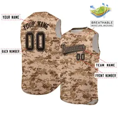 Brown Khaki Camo Sleeveless Baseball Jersey 2