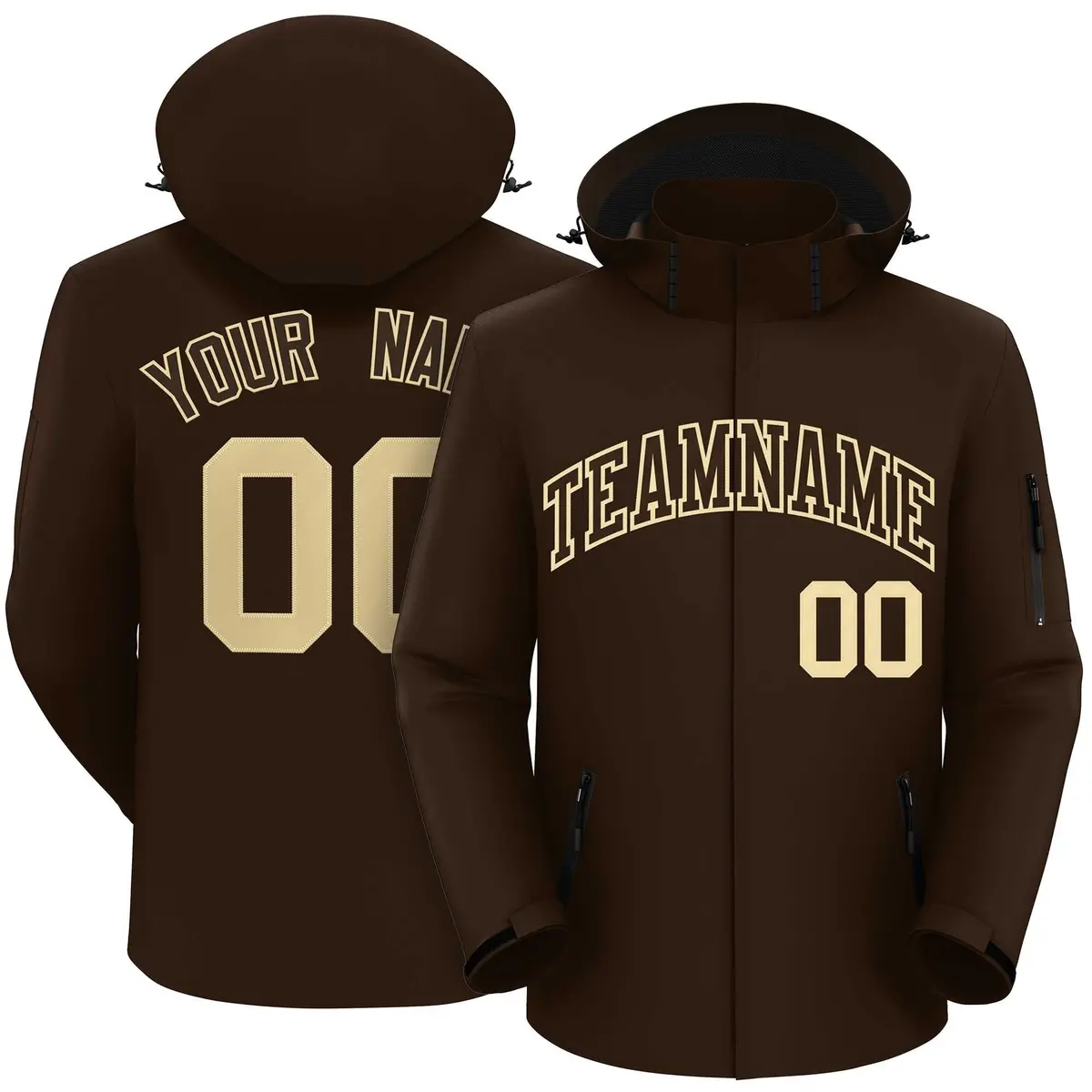 Brown-Khaki Classic Style Waterproof Jacket